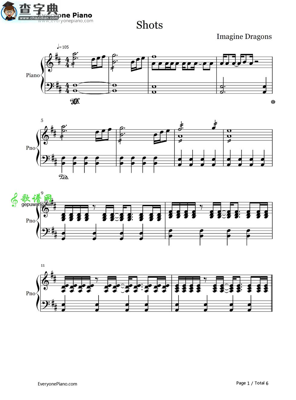 Shots钢琴谱_Imagine Dragons