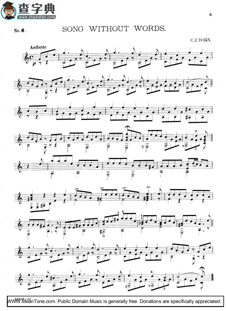 Song Without Words钢琴谱