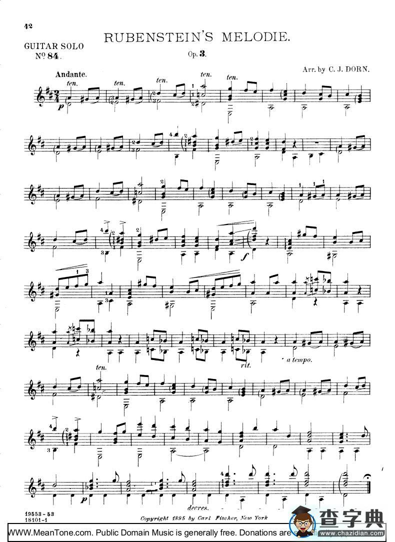 Rubensteins Melodie钢琴谱