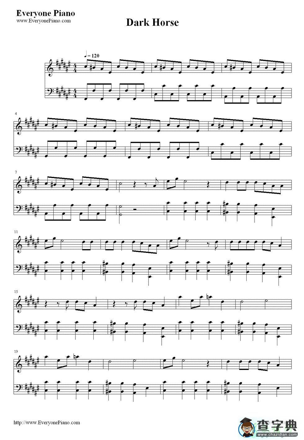 【Dark Horse钢琴谱】Katy Perry