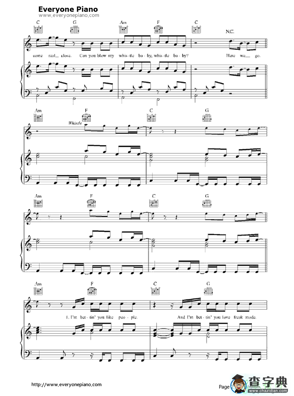 【Whistle钢琴谱】五线谱