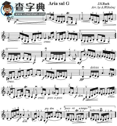 Aria  sul  G钢琴谱