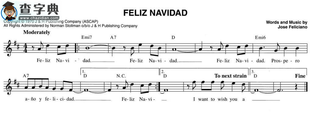 FELIZ NAVIDAD钢琴谱