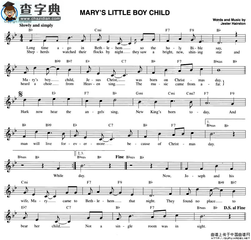 MARY’S LITTLE BOY CHILD钢琴谱