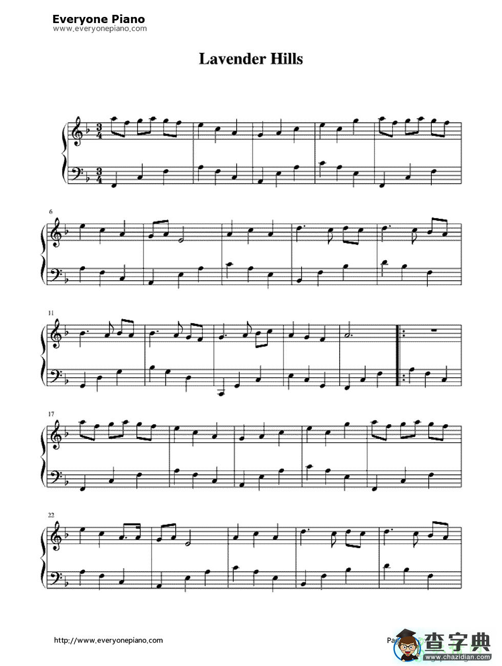 Lavender Hills钢琴谱