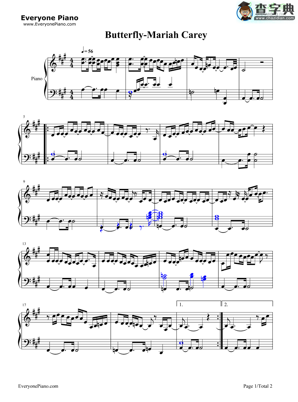 Butterfly钢琴谱