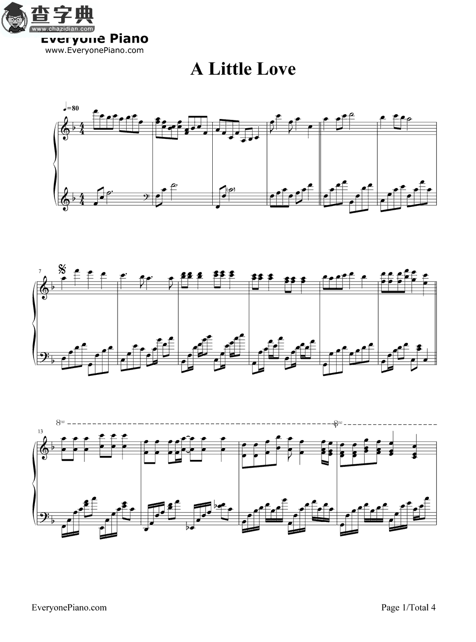 A Little Love钢琴谱冯曦妤