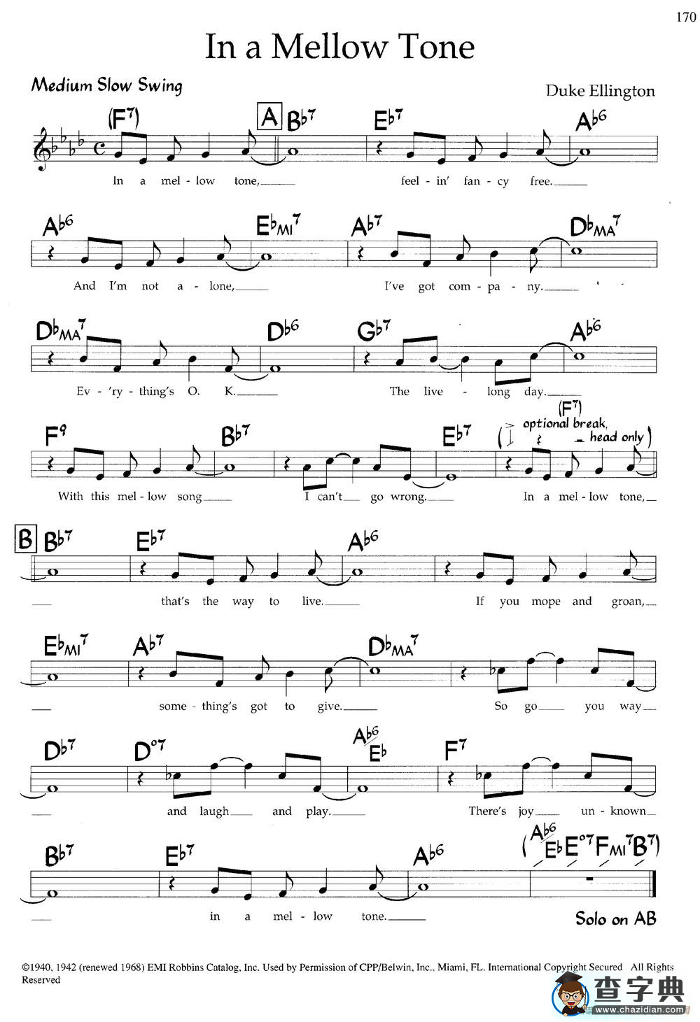 In a Mellow Tone钢琴谱