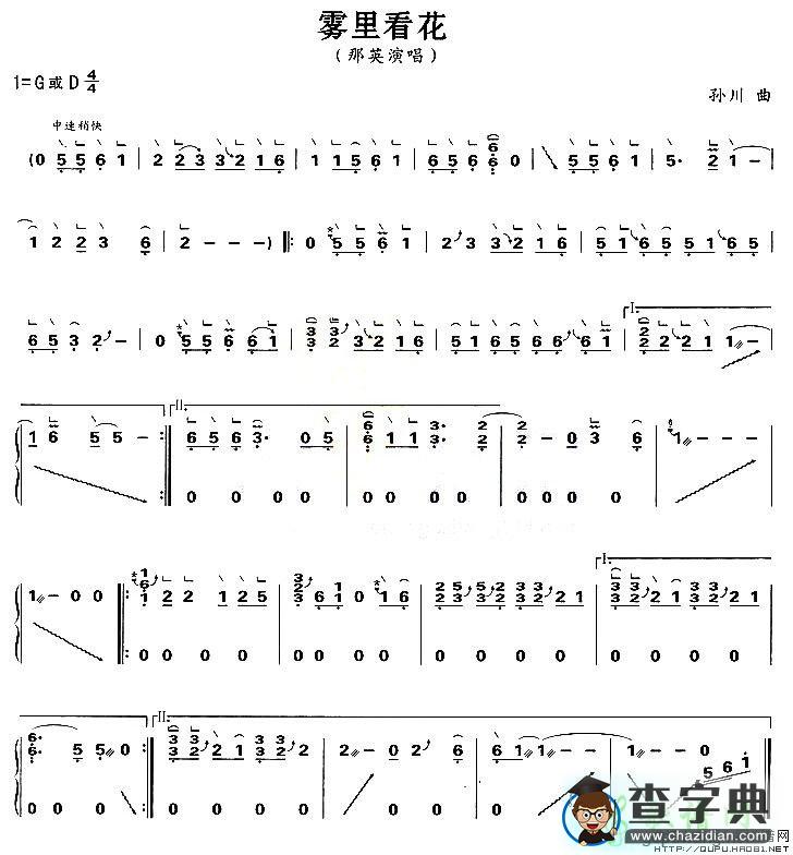 雾里看花古筝谱