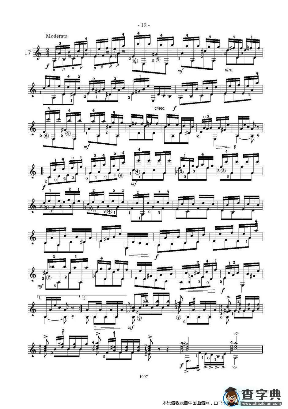 卡尔卡席25首练习曲之16——20吉他谱
