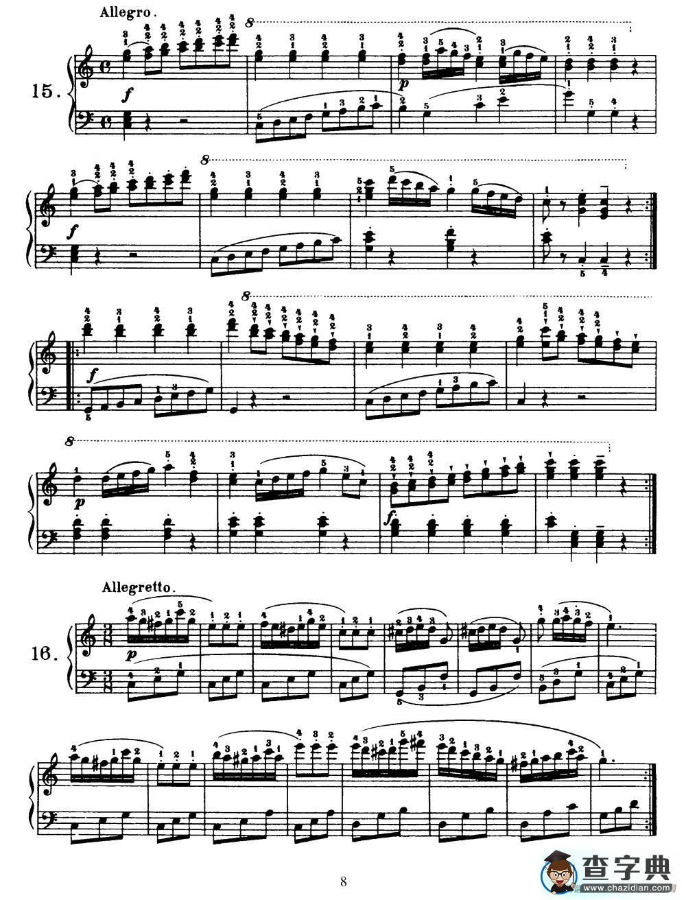 One Hundred and Ten Easy and Progressive Exercises Op.453（车尔尼110首简易练习曲 11——20）钢琴谱