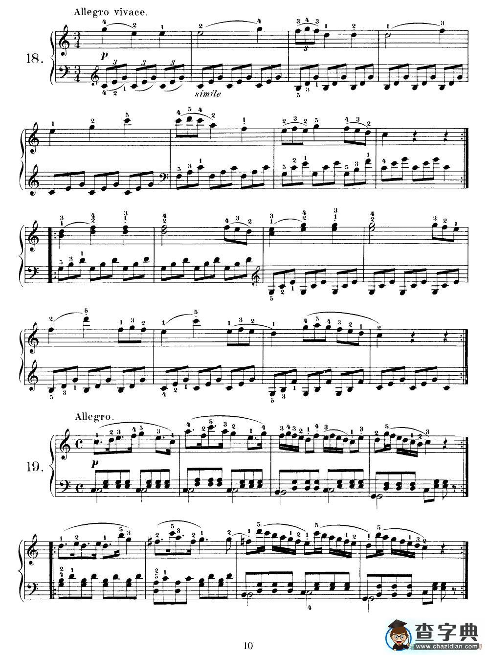 One Hundred and Ten Easy and Progressive Exercises Op.453（车尔尼110首简易练习曲 11——20）钢琴谱