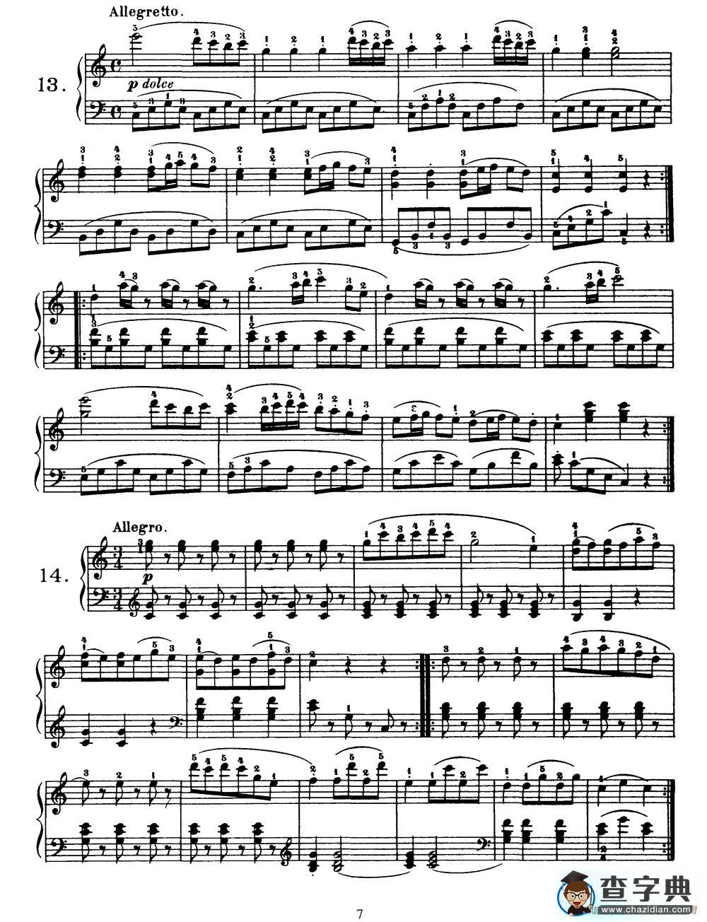 One Hundred and Ten Easy and Progressive Exercises Op.453（车尔尼110首简易练习曲 11——20）钢琴谱