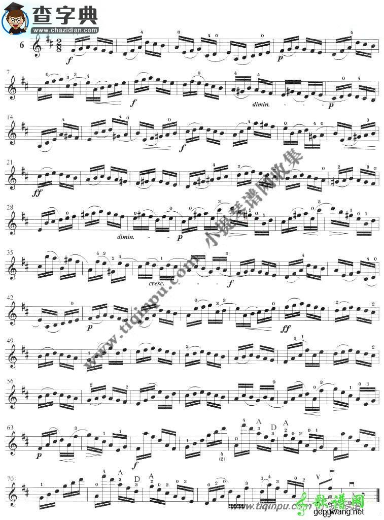 顿特二十四首练习曲op.37（6—9）小提琴曲谱