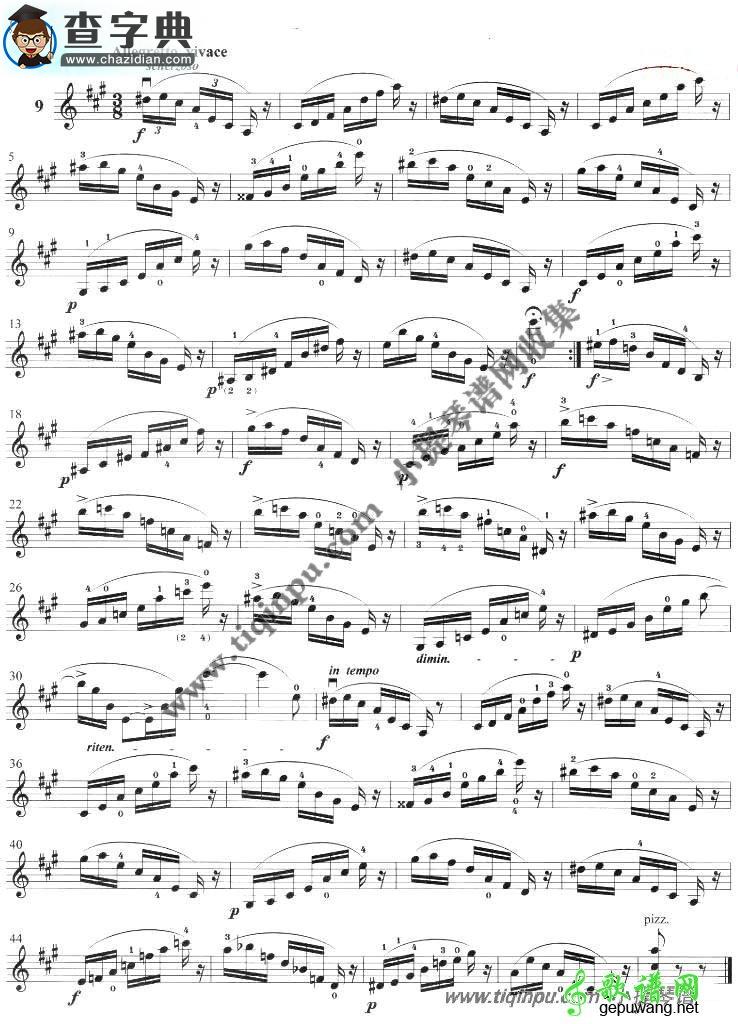 顿特二十四首练习曲op.37（6—9）小提琴曲谱