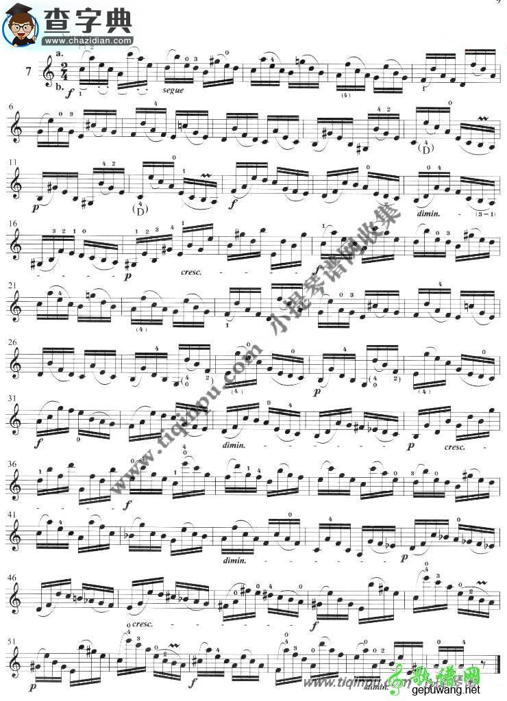 顿特二十四首练习曲op.37（6—9）小提琴曲谱