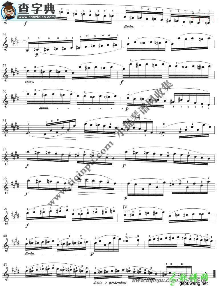 顿特二十四首练习曲op.37（6—9）小提琴曲谱