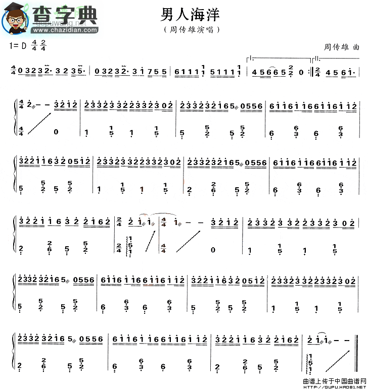 男人海洋古筝曲谱