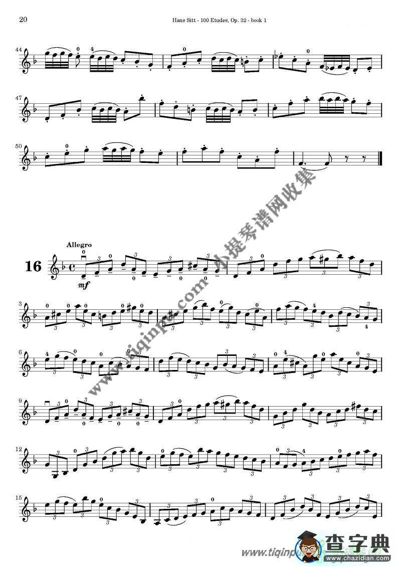 西特练习曲100首（14—20）小提琴曲谱