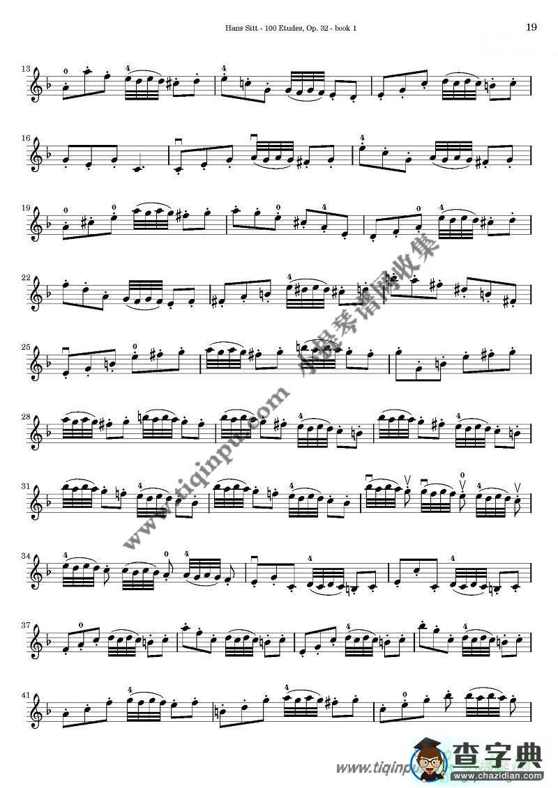 西特练习曲100首（14—20）小提琴曲谱