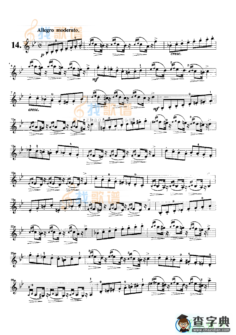开塞小提琴练习曲36首12小提琴谱