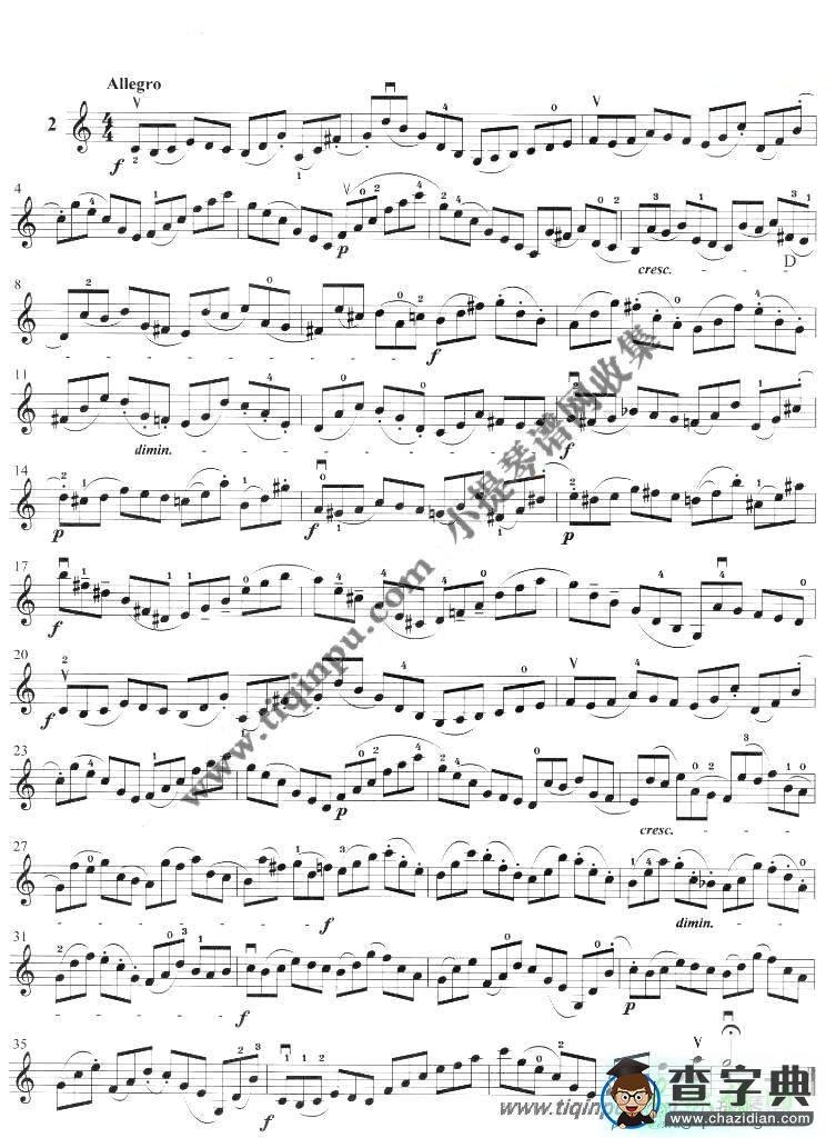 顿特二十四首练习曲op.37（2—5）小提琴曲谱