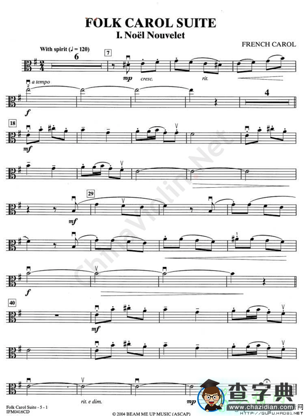 folk carol suite i.noel nouvelet小提琴谱