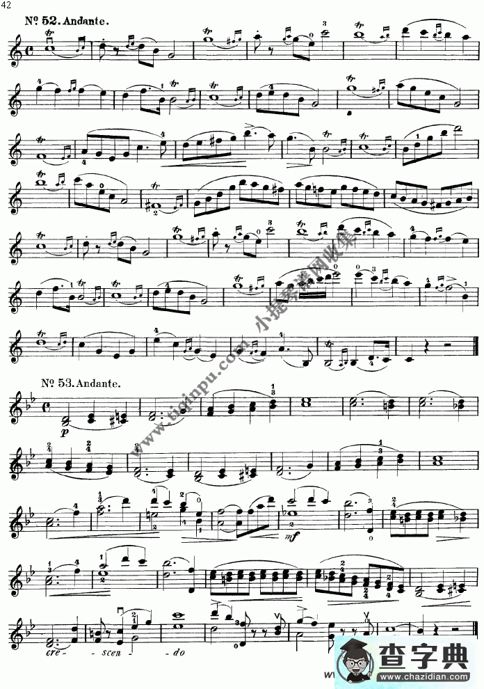 沃尔法特练习曲60首 Op.45（第41-49页）续完小提琴谱