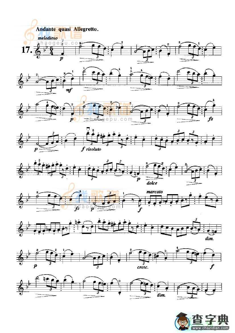 开塞小提琴练习曲36首15小提琴谱