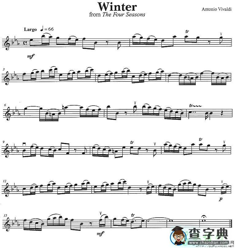 Winter from The Four Seasons（四季之春）小提琴谱