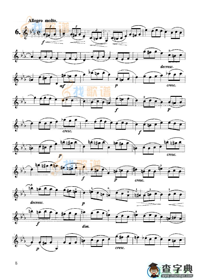 开塞小提琴练习曲36首6小提琴谱