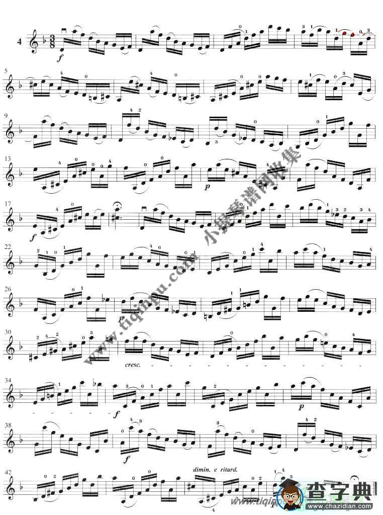 顿特二十四首练习曲op.37（2—5）小提琴曲谱
