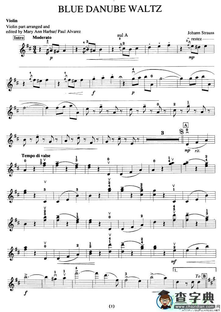 BLUE DANUBE WALTZ小提琴谱