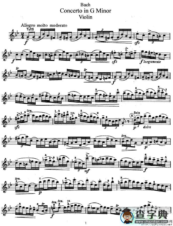 Concerto in G Minor小提琴谱
