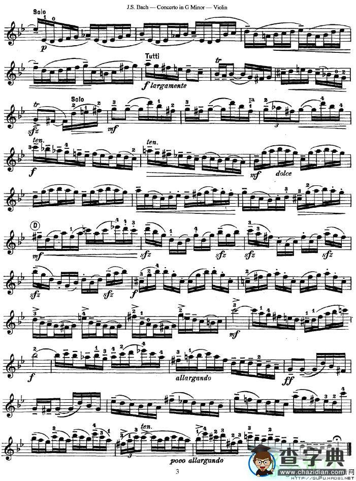 Concerto in G Minor小提琴谱
