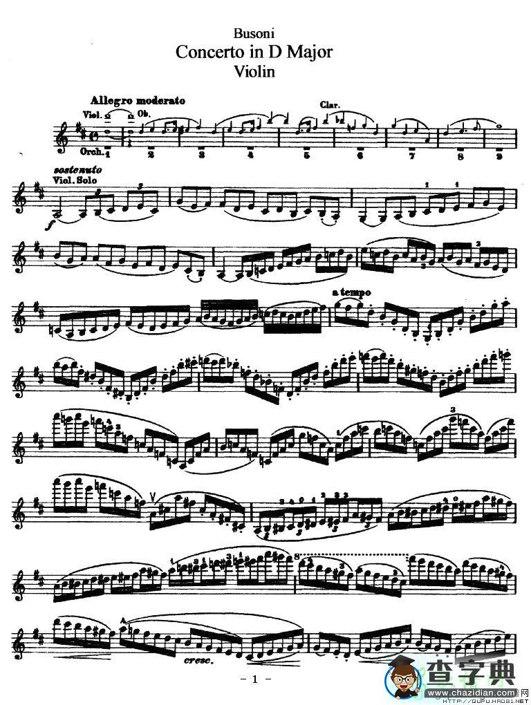 Concerto in D Major小提琴谱