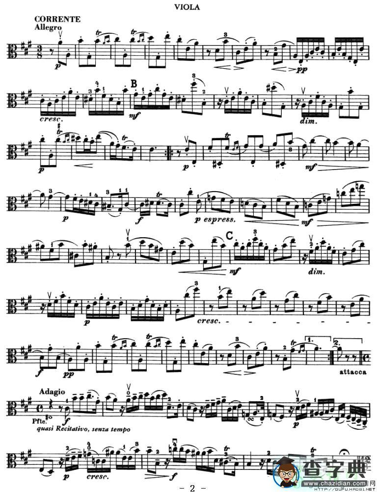 SONATA in A Major小提琴谱