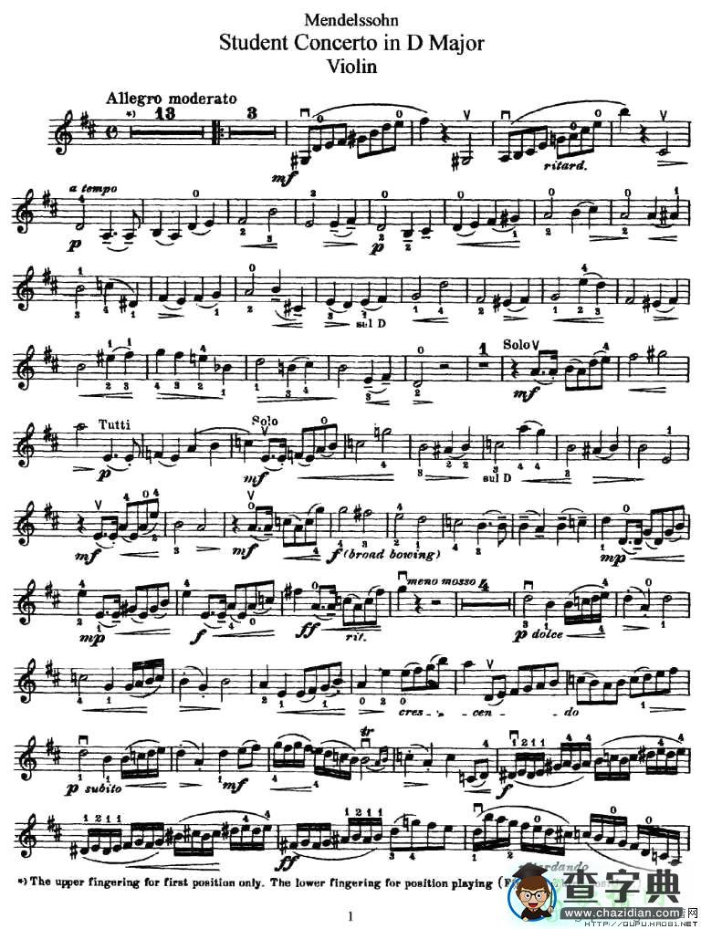 Student Concerto in D Major小提琴谱