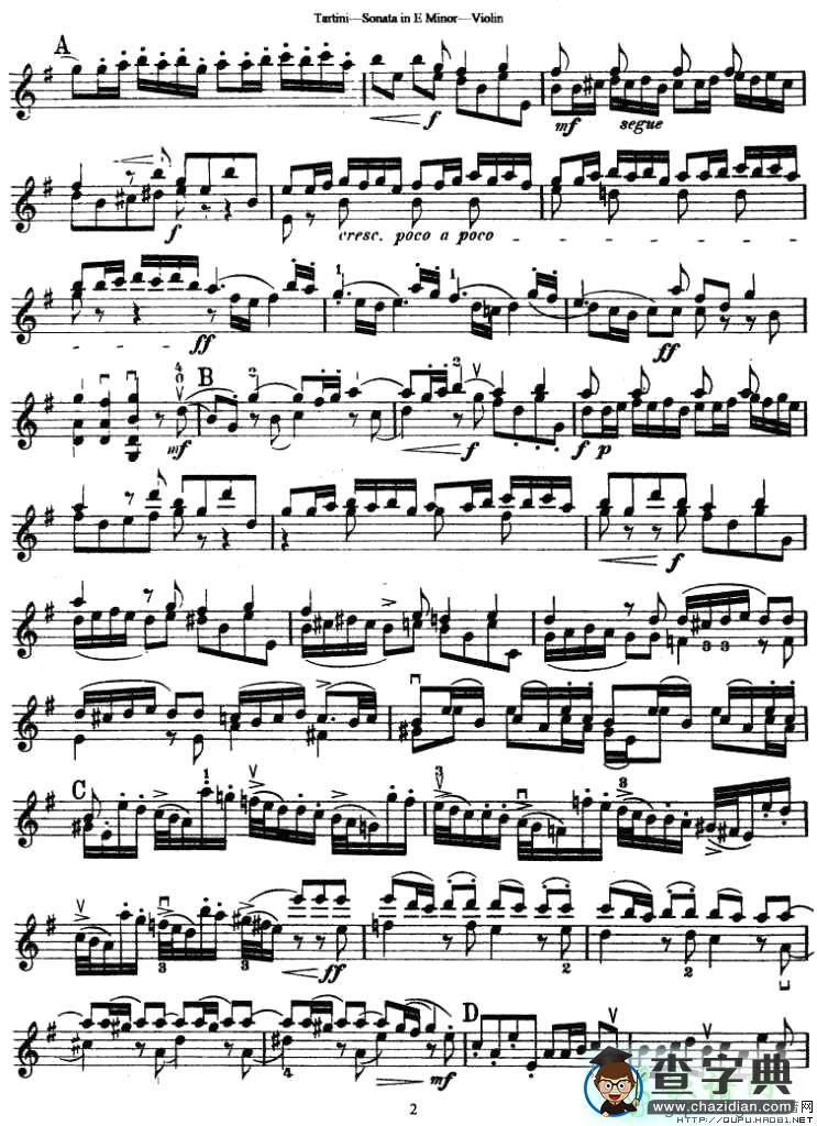 Sonata in E Minor小提琴谱