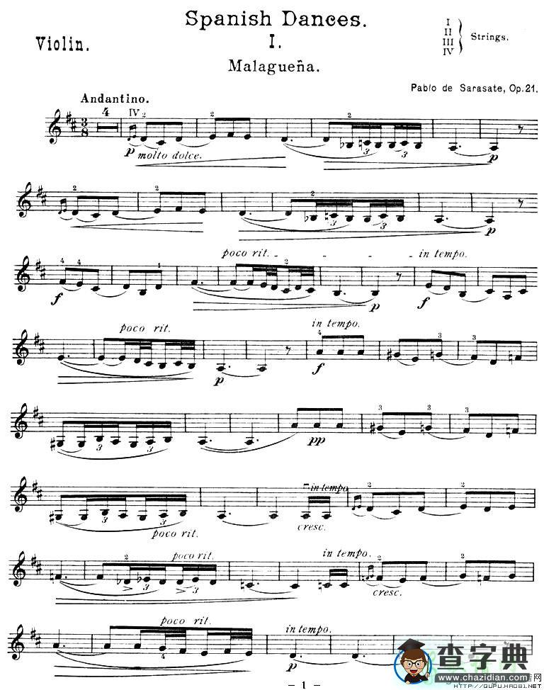 Spanish Dances小提琴谱