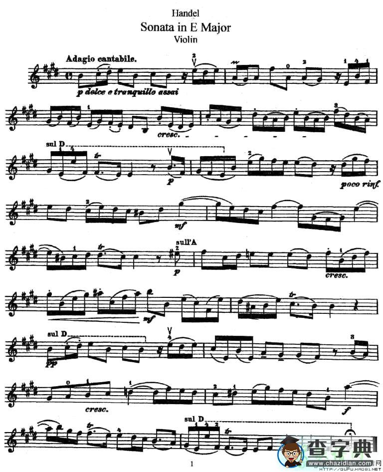 Sonata in E Major小提琴谱
