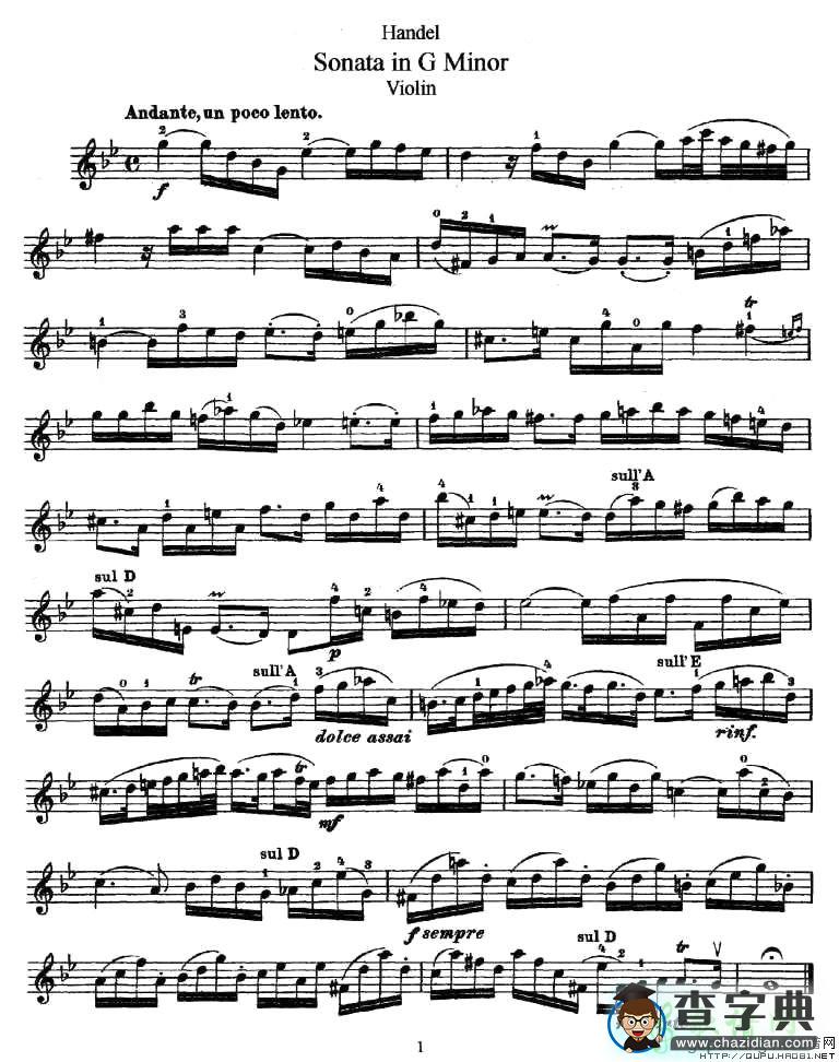 Sonata in G Minor小提琴谱