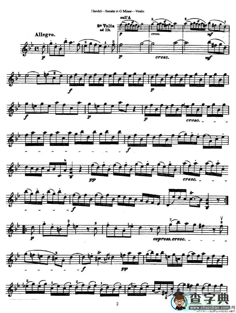 Sonata in G Minor小提琴谱