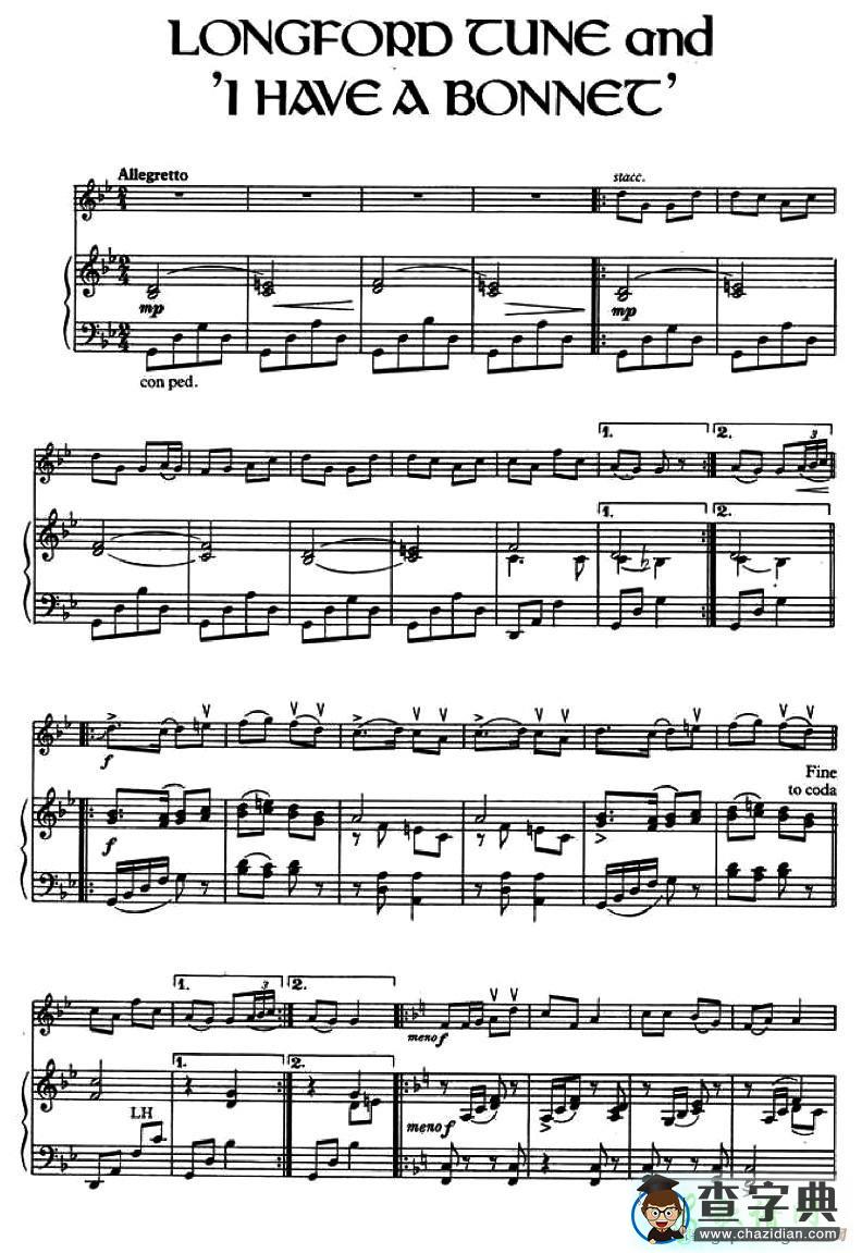 Longford Tune and ‘I Have a Bonnet’小提琴谱