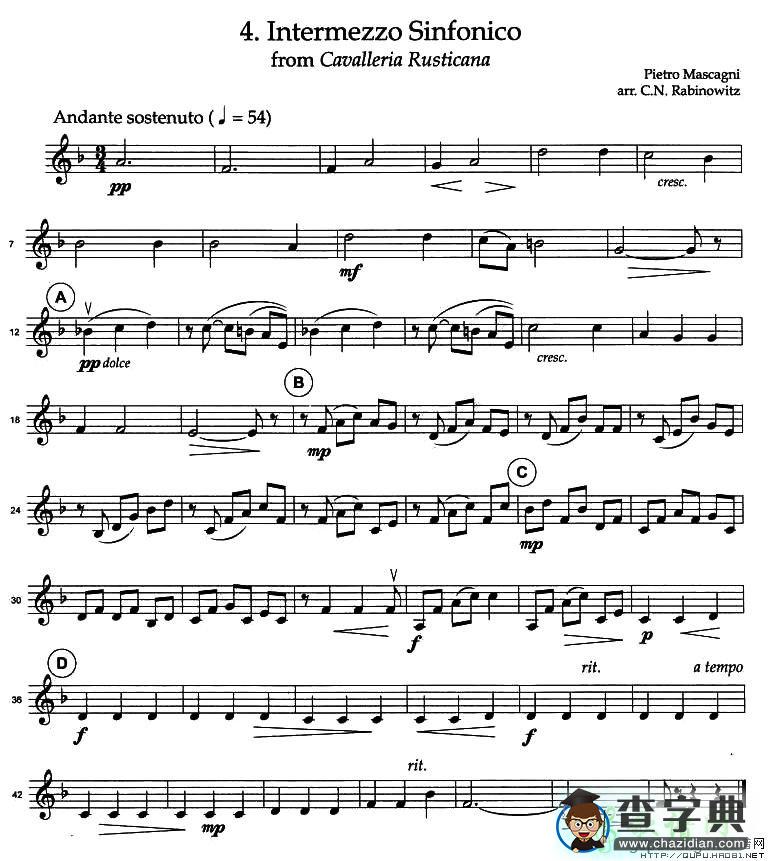 INTERMEZZO SINFONICO小提琴谱