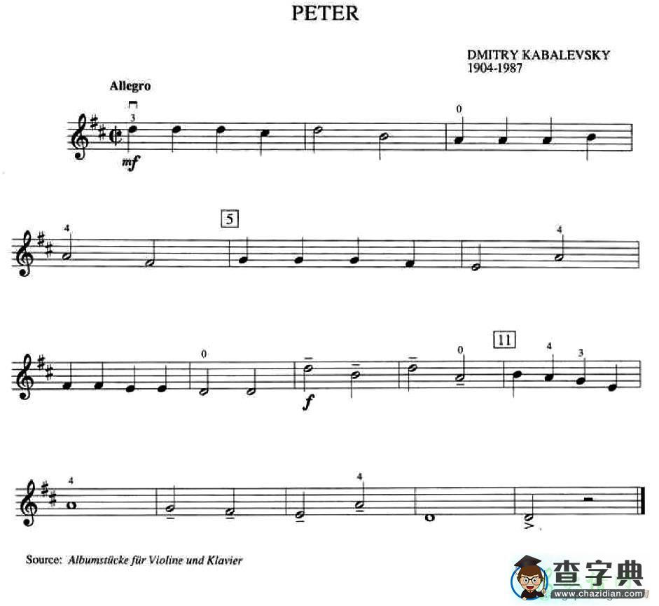 Dmitry Kabalevsky Peter小提琴谱