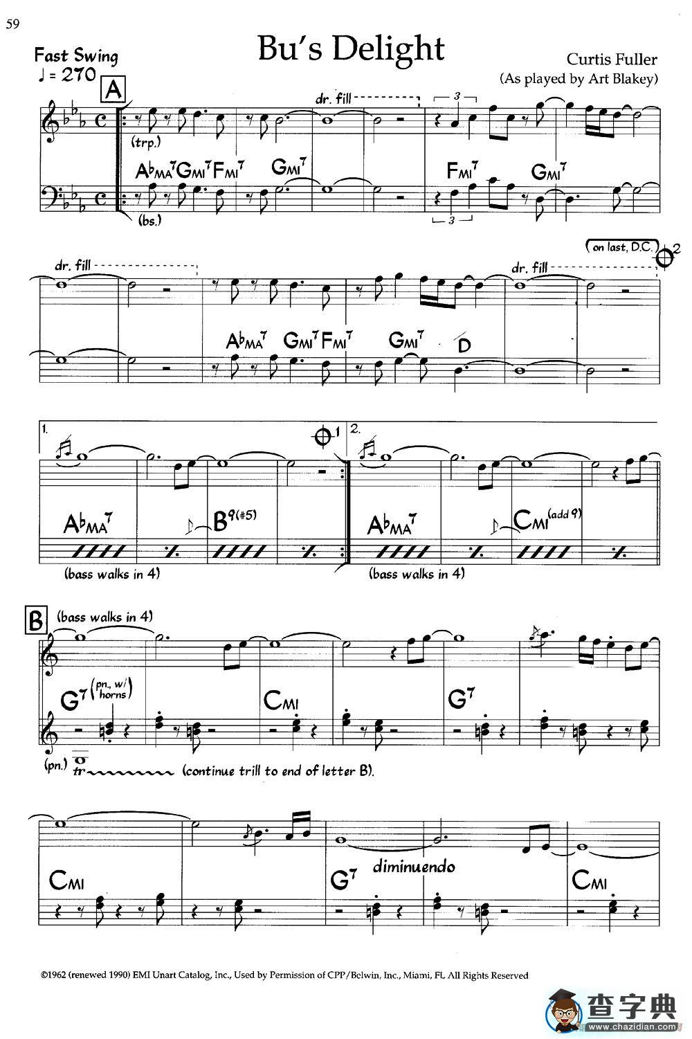 Bus Delight（爵士钢琴曲）钢琴谱