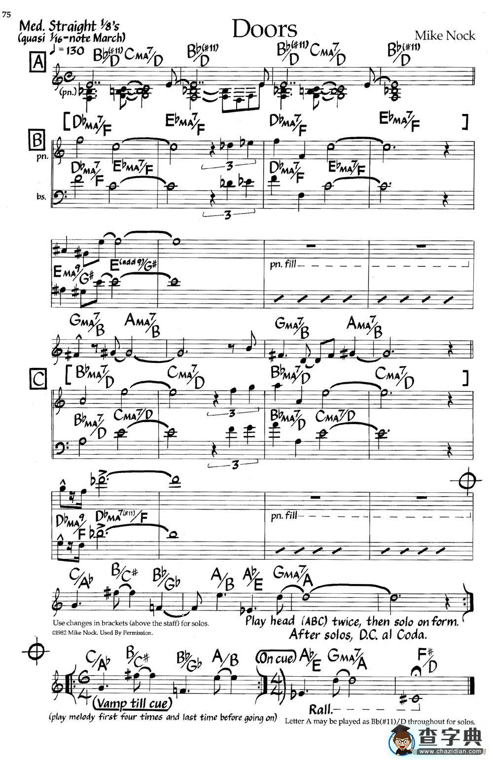 Doors（爵士钢琴曲）钢琴谱