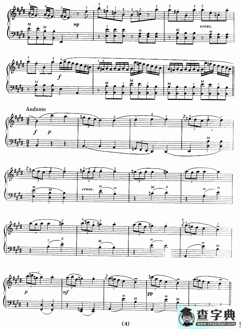 E大调奏鸣曲手风琴谱