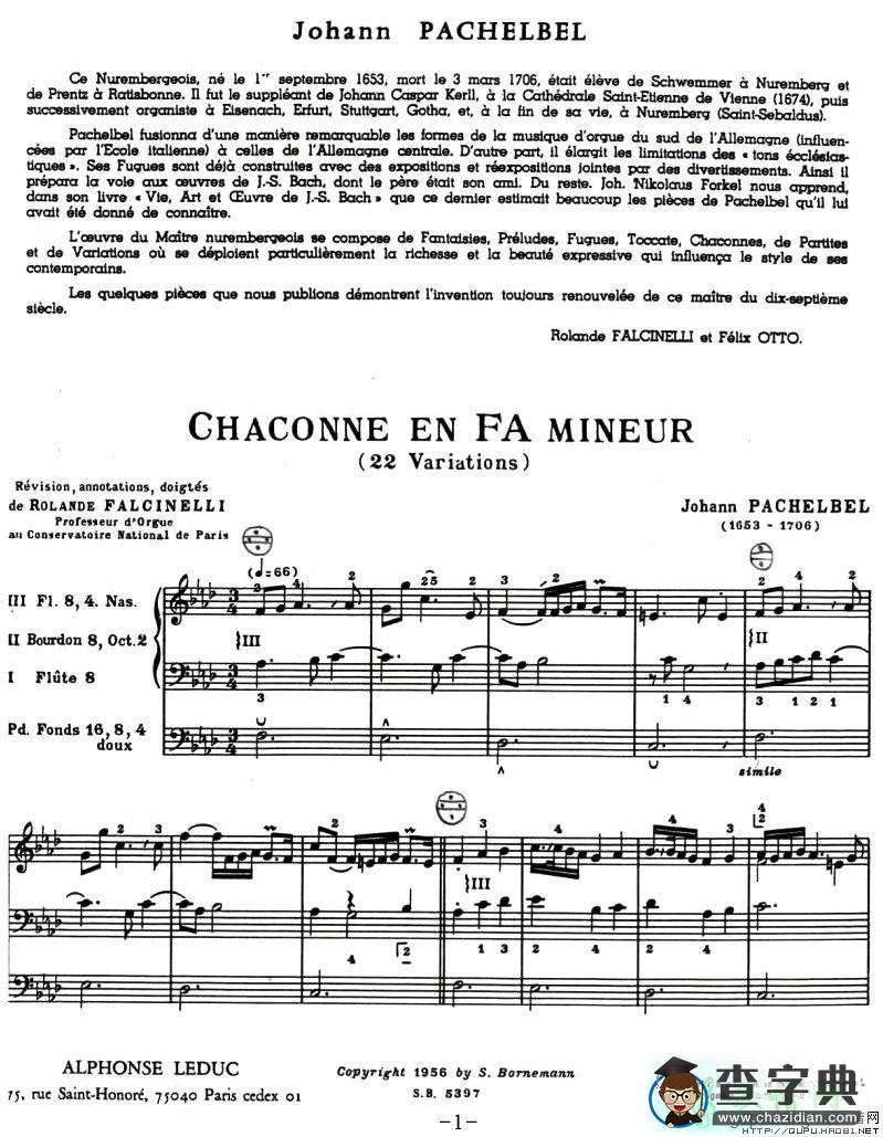 CHACONNE EN FA MINEUR手风琴谱
